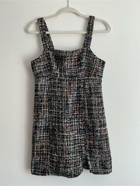 Francesca's Multicolor Tweed Mini Dress in Black, Cream, Pink & Blue